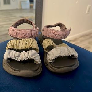 Blue purple and green Zara sandals